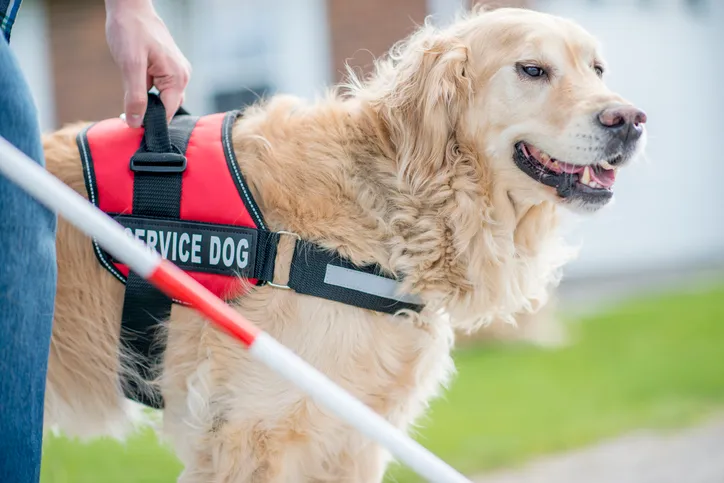 an image of a dog wearing a service dog harness